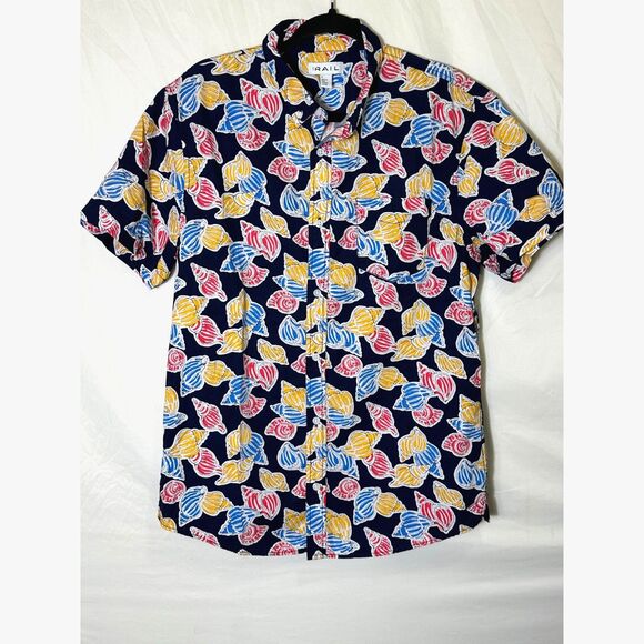The Rail Other - The Rail Mens Aloha Hawaiian Camp Button Down Shirt Size L Colorful Shell Design